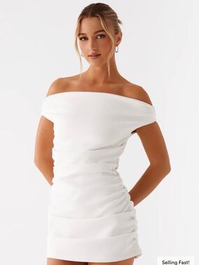 Peppermayo White Morgan Off-Shoulder Mini Dress